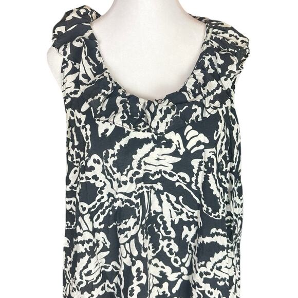 Liz Lange Maternity Print Ruffle Neck Tunic Top Black White Size XXL - Picture 2 of 8